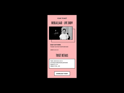 Daily UI 17 - Email Receipt - live show Ticket app brutalism brutalist design design flat icon minimal ui ux vector web