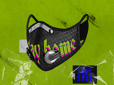 STAY HOME MASK abstract black branding chrometype colour design font mask minimal monochromatic plastic stay home stay safe texture type typography typography art