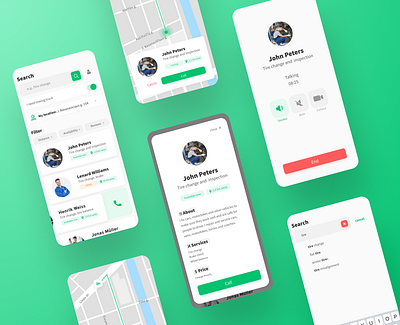 CarHelp app ui car green ux