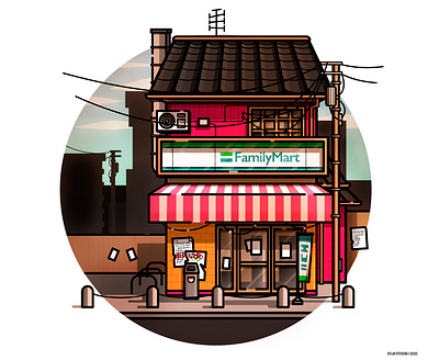 Japanese Storefront convenience convenience store cosy illustration japan japanese culture japanese food store storefront street warm