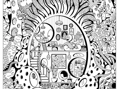 Mermaid Coloring Page coloringbook cute details illustration lineart mermaid ocean procreate quarantine silly under the sea underwater