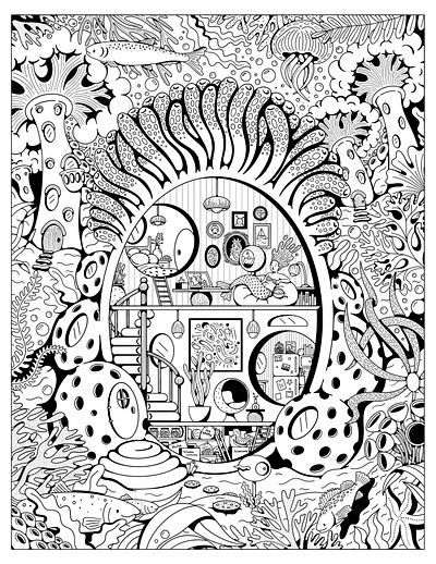 Mermaid Coloring Page coloringbook cute details illustration lineart mermaid ocean procreate quarantine silly under the sea underwater