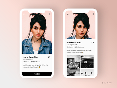 Daily UI 006 - User Profile adobe xd app daily ui daily ui 006 photo grid pink profile ui user profile