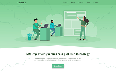 Upfront Landing page Header design branding business consultancy figma firm illustration landing page design landingpage technology