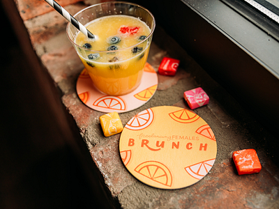 Freelancing Females Brunch Coasters brunch vibes coaster design event promotions freelancing females fruit slices fruity hand drawn hand lettered art lettering design women in design