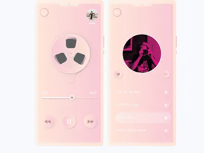 Mobile App Design Listening to [guess the name] 2020 design app app design colors concept design fun illustrator mobile mobile design mobile ui music music player ui pink social ux
