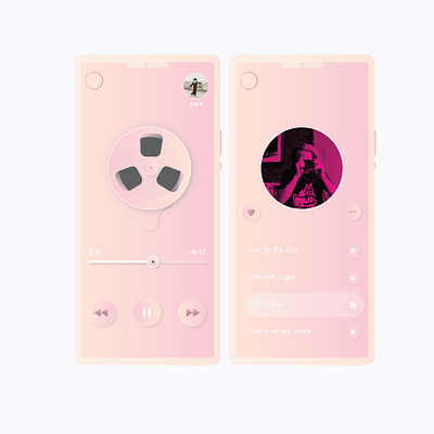 Mobile App Design Listening to [guess the name] 2020 design app app design colors concept design fun illustrator mobile mobile design mobile ui music music player ui pink social ux