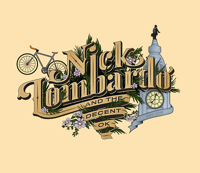 Nick Lombardo and the decent ok bike branding flowers illustration logo philadelphia typography victorian