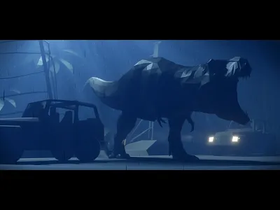 We have a T-Rex 3d blender dinosaur jurassic park lighting low poly particles t rex tyrannosaurus tyrannosaurus rex volumetric