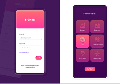 Experiment of gradients in Sign In, Sign Up UI Screens daily 100 challenge dailyui dailyui 001 dribbble hellodribbble login flow design lovefordribbble