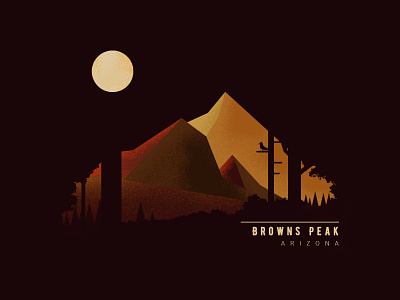 Browns Peak, Arizona brown clean czech design flat illustration illustrator minimal moon mount mountains natural nature night peak trees ui vector web