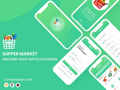 Grocery Store Mobile App iOS UI Kit andoird app e commerce ecommerce full application full ui kit grocery app grocery app ui kit grocery selling home products ios online shop user interface vegetable vegetables