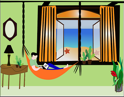 WFH beach house design illustration illustrator illustrator cc images imagination ui ui design vector view workfromhome