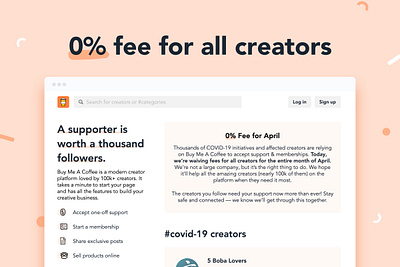 Covid-19 creators buymeacoffee design product design ui ux