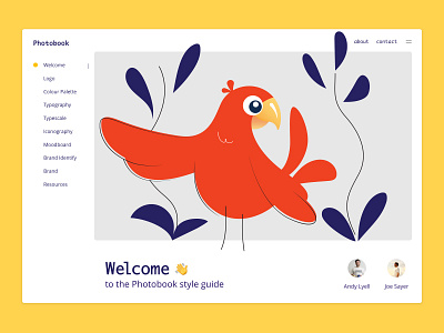 Branding Experiment bird parrot side project styleguide