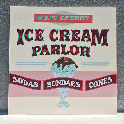 Main Street Ice Cream Parlor illustration sign painting