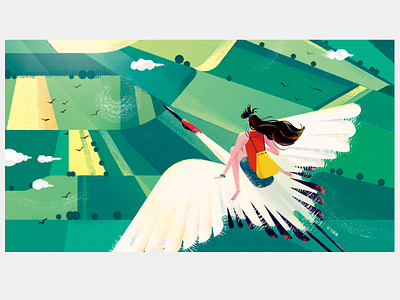 乘鹤 flat illustration vector
