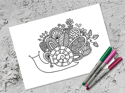 Free Colouring Page colouring page doodleart freebie graphic design illustration snail vector