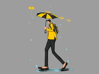 Rainy day digital art flat art illustration web art