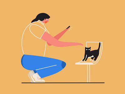 Cat Lover cat character illustration phototaking stray cat