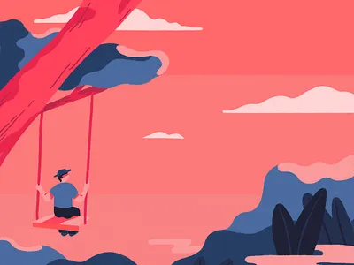 Swing at sunset illustration nature reflection sunset