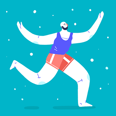 Freezing character cold freeze illustration man running winter
