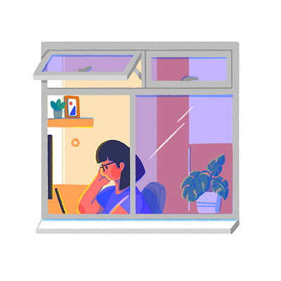The Window Project building flat illustration room stay home window work from home