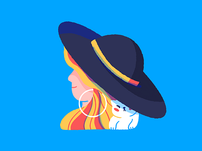 Sunny day cat character hat illustration woman women women in illustration
