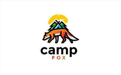 camp fox logo animal branding character design flat fox icon illustration illustrator logo minimal vector