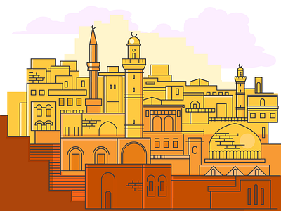 Jerusalem's Landmark design flat historical city illustration jerusalem landmark religious building vector