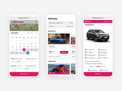 GO Rentals website mobile views 2 booking car datepicker mobile new zealand rental responsive vehicle web