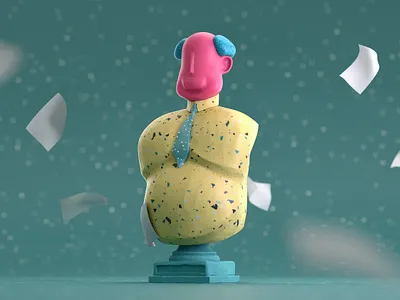 Bust Malone 3d c4d character clean illustration minimal simple the office