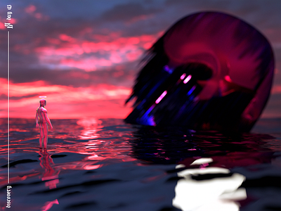 Discovery. 3d 3d art 3d artist album art angel art blender cover art cycles design discovery glass man music red render skull sky war water