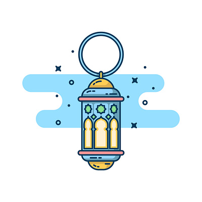 Lantern fanoos! clear design flat icon illustration lantern logo sticker vector yellow