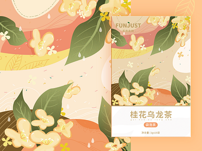 Osmanthus oolong tea Packaging Design box fruit tea illustrations packaging design tea