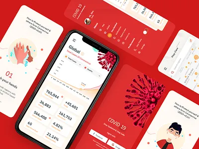 Corona Virus Tracking App 2020 app corona coronavirus covid 19 covid19 debut design doha illustration qatar ui ui design ui kit ui8 ui8net ux vector