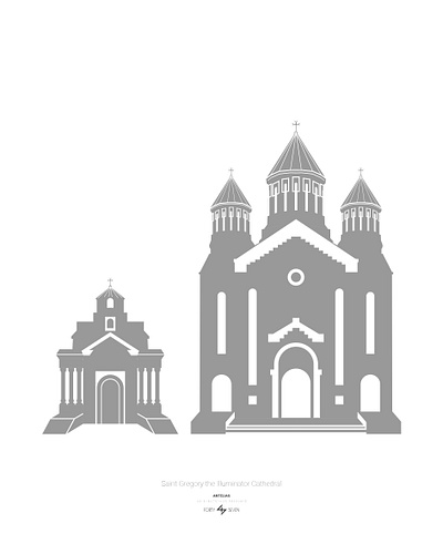 Saint Gregory The Illuminator Cathedral in Antelias antelias ararat armenia armenian cathedral vector church graphicdesign illustration logo saint saint gregory the illuminator saints հայաստան