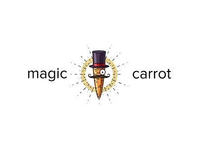 Magic Carrot logo after effects animation brand brand identity branding carrot circle design graphic illustration illustrator logo magic rays shine vector