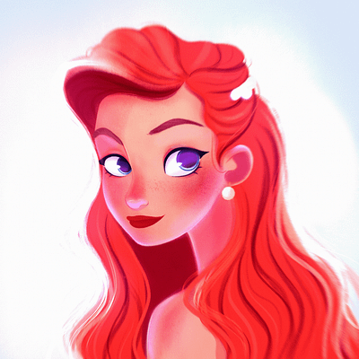 Ariel – Disney Princesses Fanart Drawings ariel cartoon cartoon character cartoon illustration character design character illustration disney eyes fanart girl illustration princess red lips redhead