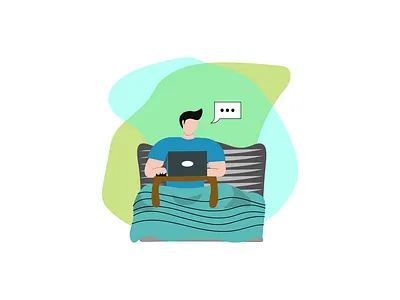 Work From Bed Illustration art branding design flat flatart illustration website wfh work workfromhome