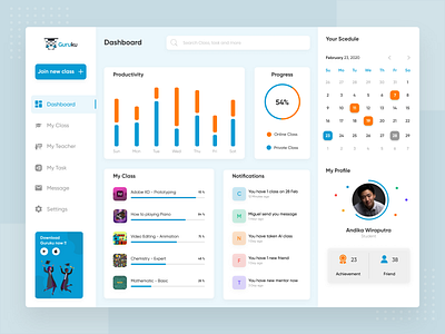 Guruku - Online Course Dashboard branding clean dashboard dashboard app dashboard design dashboard ui desktop education education app education dashboard education website elearning minimalist simple study task manager ui uidesign uiux ux