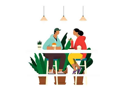 Coffee time boy cafe character coffee concept couple date friends girl illustration meeting talk vector