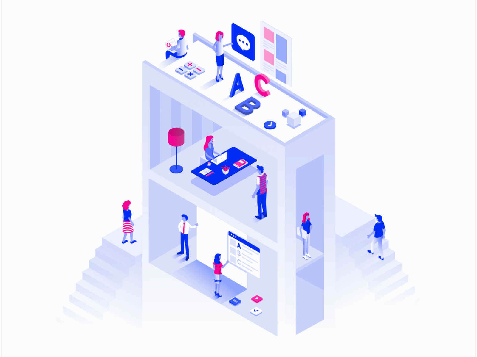 Communication/On-boarding screen app illustration ux