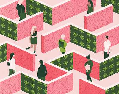 The Real Risks Of Marijuana design editorial editorial illustration graphicdesign health humans illustration illustrator labyrinth magazine marijuana maze medical people pink print teenagers textured vector weed