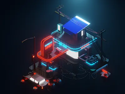 Futuristic gas station 3d artist 3dart blender illustration