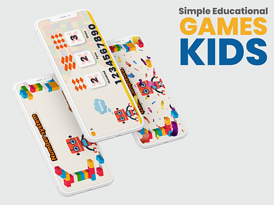 Educational kids Number system game design illustration minimal ui uiux ux vector