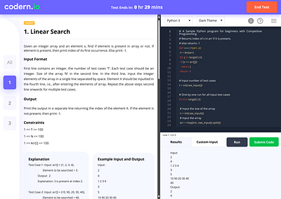 Coding Test screen Design codingtest design ui web