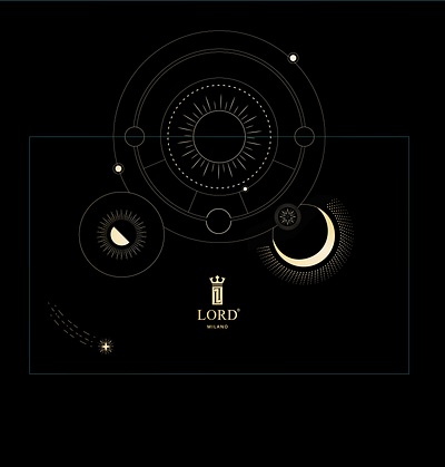 Package identity for parfume austronaut black cosmos dark luxury minimalism minimalist modern planet sophisticated stars universe