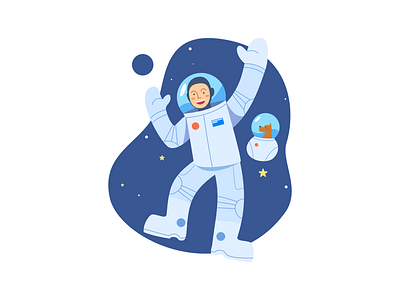 Doggo capsule animal astronaut buddy cartoon cute dog fly happy illustration ios kids landingpage logo love mascot moon pet rocket smile star