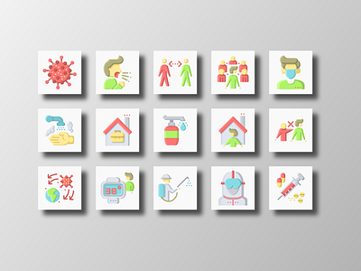 Corona Outbreak (Flat) corona coronavirus covid covid19 creative design doodle flat healthcare icon icon bundle icon set iconfinder iconography illustration prevention stay home ui vector work from home